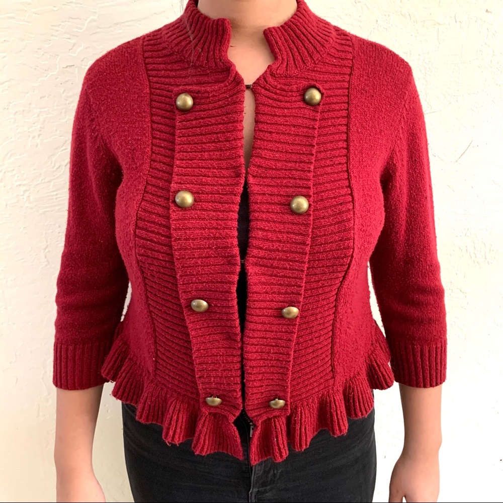 Decree Military Jacket Burgundy XL